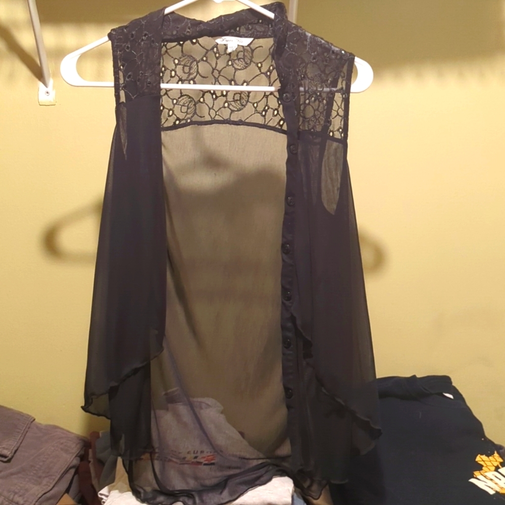 Women's black sheer top